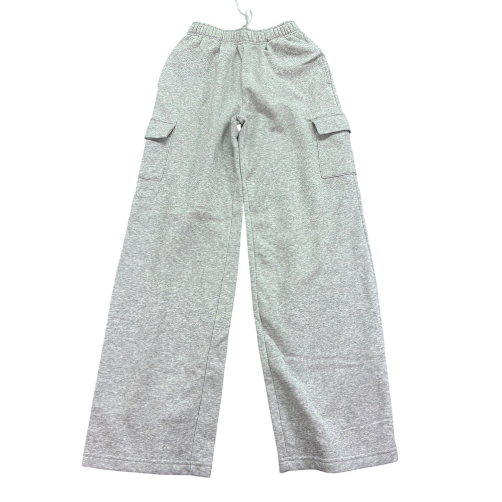 No Boundaries Womens XS Heather Gray Wide Leg Cargo Sweatpants High Rise Fleece
